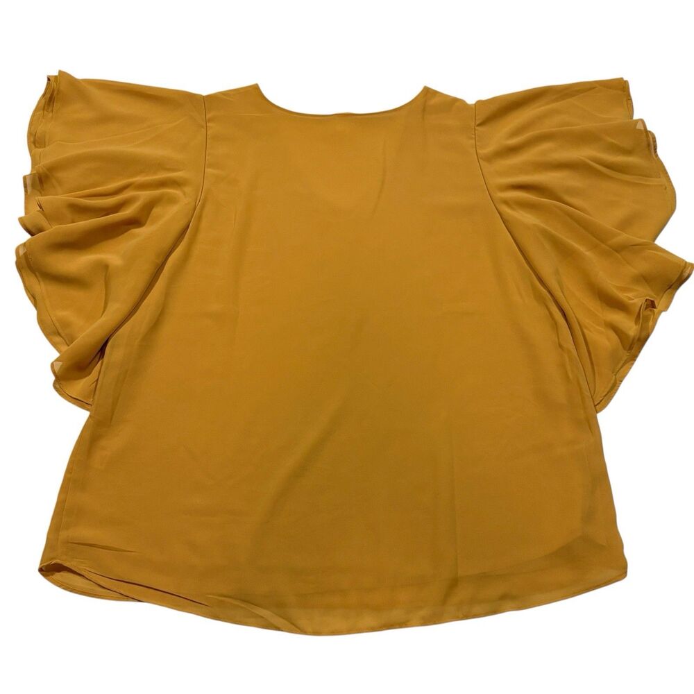 Zenana Outfitters Blouse XL Mustard Yellow Flutter Sleeve Lightweight  Women - Picture 9 of 9